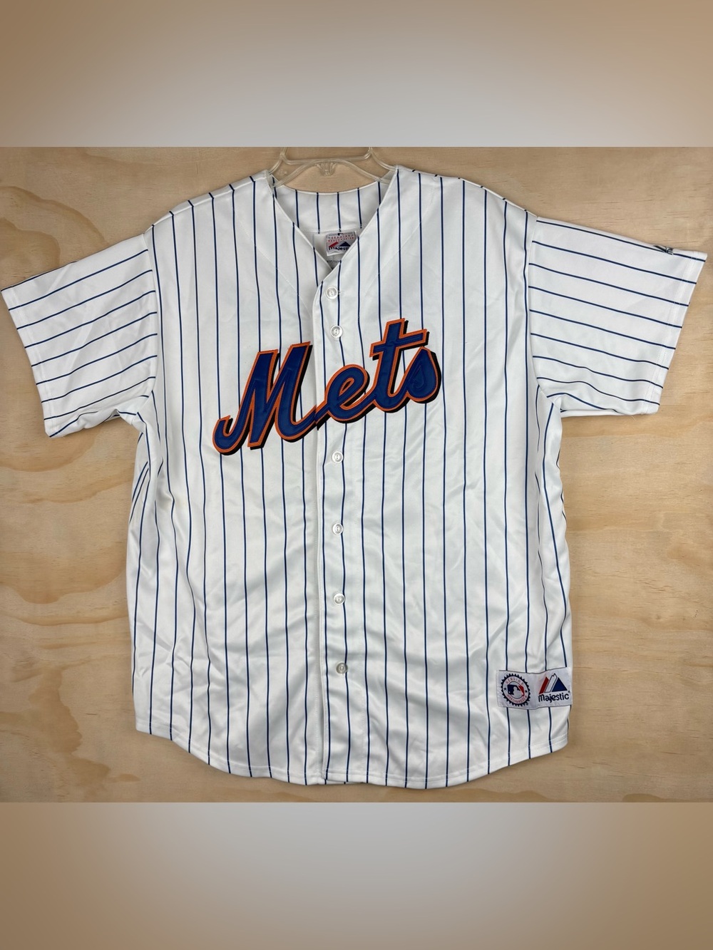 Majestic New York Mets Johan Santana #57 MLB Baseball Jersey White Blue Size L